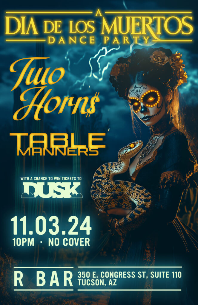 Two Horns and Table Manners at R Bar for a Dia De Los Muertos-themed after show event at R Bar